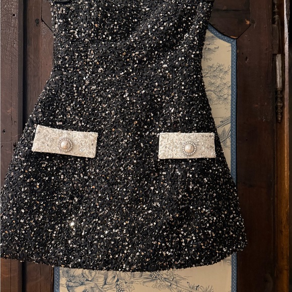 Retrofete Merit Black Sequin Strapless Dress - Picture 4 of 4